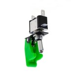 Metallic switch for vehicles, ON and OFF, green led, matt green plastic cover